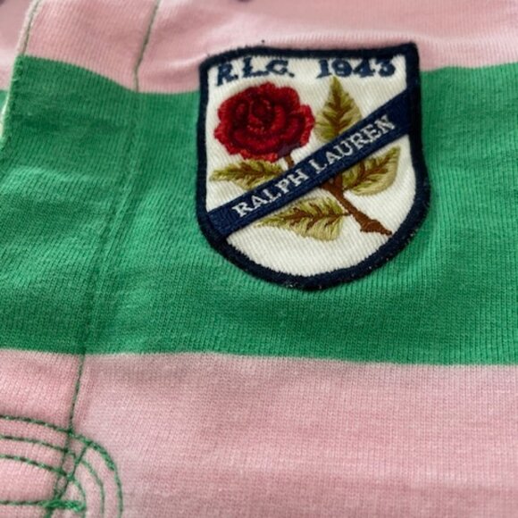 Ralph Lauren Toddler Girl Green and Pink Striped  w/ Lace Bottom Dress Size 3/3T - Picture 6 of 8